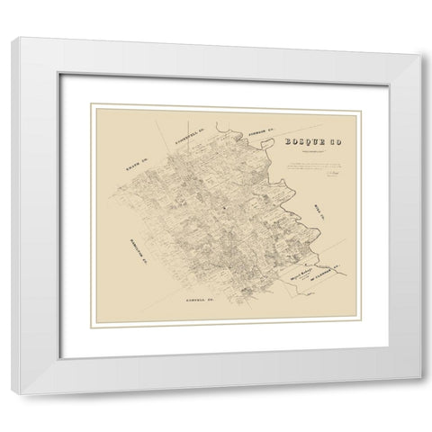 Bosque County Texas - Walsh 1879 White Modern Wood Framed Art Print with Double Matting by Walsh