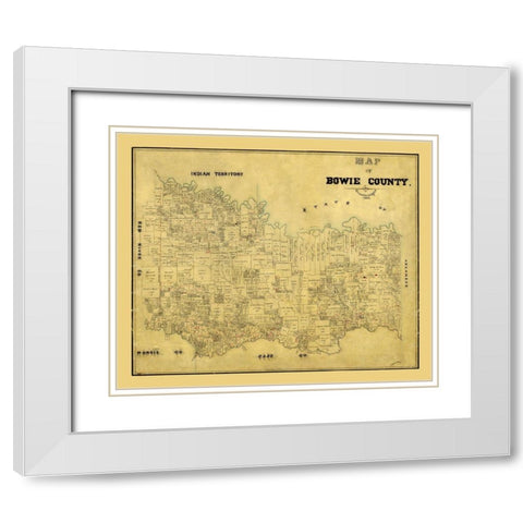 Bowie County Texas - 1884 White Modern Wood Framed Art Print with Double Matting by Unknown