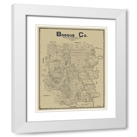 Bosque County Texas - Maxcy 1890  White Modern Wood Framed Art Print with Double Matting by Maxcy