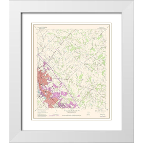 East Bryan Texas Quad - USGS 1962 White Modern Wood Framed Art Print with Double Matting by USGS