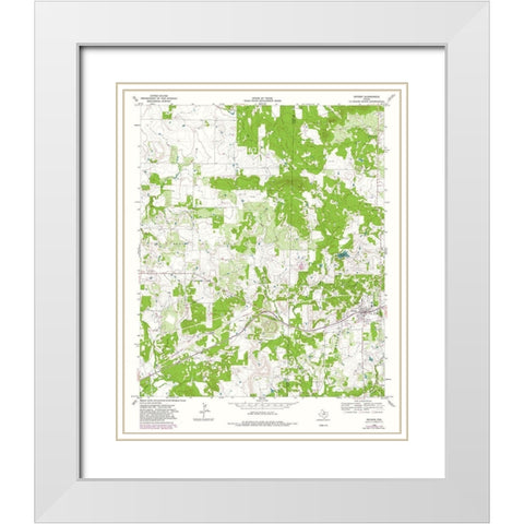 Bryson Texas Quad - USGS 1964 White Modern Wood Framed Art Print with Double Matting by USGS