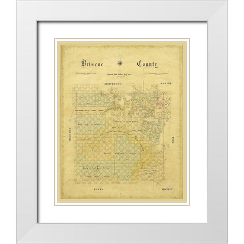 Briscoe County Texas - 1881 White Modern Wood Framed Art Print with Double Matting by Unknown