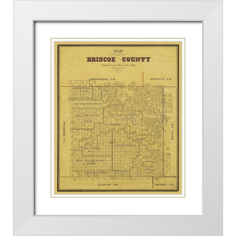 Briscoe County Texas - Blau 1885 White Modern Wood Framed Art Print with Double Matting by Blau