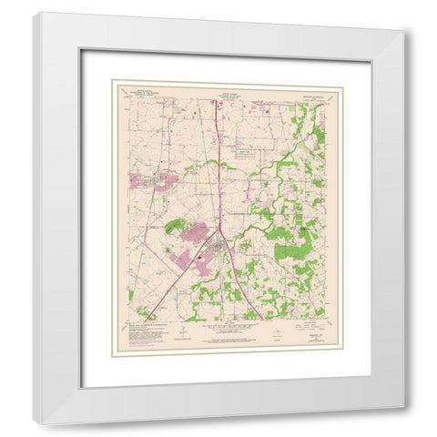 Burleson Texas Quad - USGS 1955 White Modern Wood Framed Art Print with Double Matting by USGS