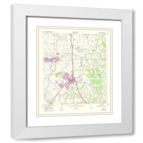 Burleson Texas Quad - USGS 1974 White Modern Wood Framed Art Print with Double Matting by USGS