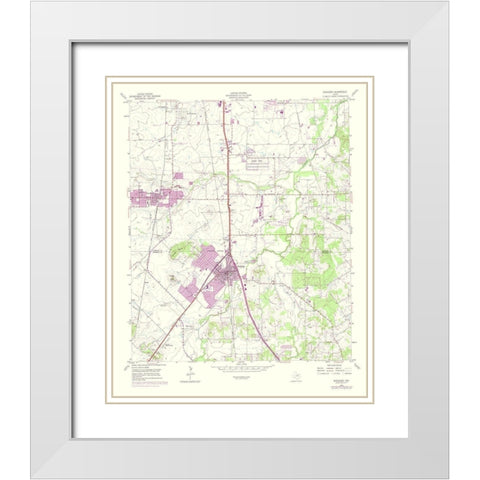 Burleson Texas Quad - USGS 1974 White Modern Wood Framed Art Print with Double Matting by USGS