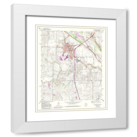 Burkburnett Texas Quad - USGS 1972 White Modern Wood Framed Art Print with Double Matting by USGS