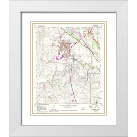 Burkburnett Texas Quad - USGS 1972 White Modern Wood Framed Art Print with Double Matting by USGS