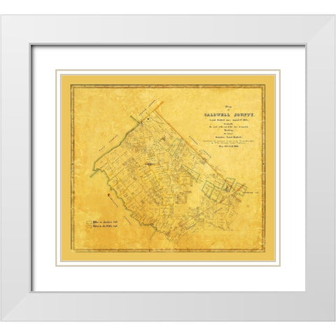 Caldwell County Texas - Rosenberg 1861 White Modern Wood Framed Art Print with Double Matting by Rosenberg