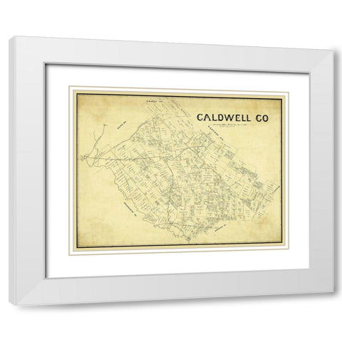 Caldwell County Texas - 1896 White Modern Wood Framed Art Print with Double Matting by Unknown