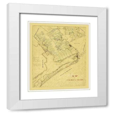 Calhoun County Texas - 1863 White Modern Wood Framed Art Print with Double Matting by Unknown