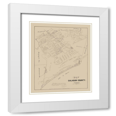 Calhoun County Texas - Walsh 1879 White Modern Wood Framed Art Print with Double Matting by Walsh
