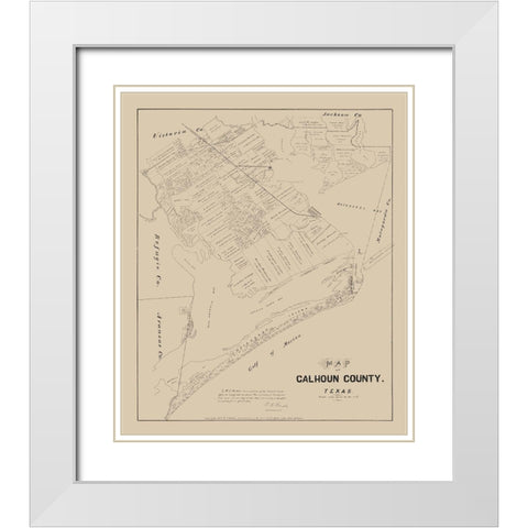 Calhoun County Texas - Walsh 1879 White Modern Wood Framed Art Print with Double Matting by Walsh