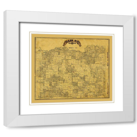 Cass County Texas - 1884 White Modern Wood Framed Art Print with Double Matting by Unknown