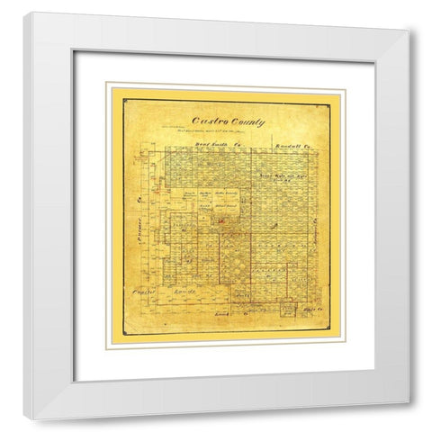 Castro County Texas - Pressler 1891 White Modern Wood Framed Art Print with Double Matting by Unknown