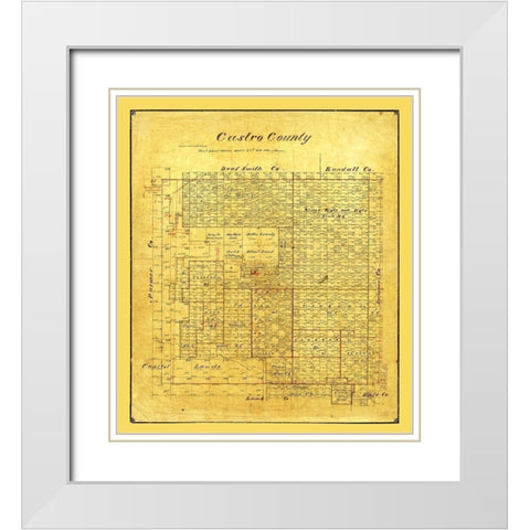 Castro County Texas - Pressler 1891 White Modern Wood Framed Art Print with Double Matting by Unknown