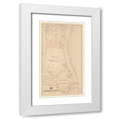 Cameron County Texas -1895 White Modern Wood Framed Art Print with Double Matting by Unknown