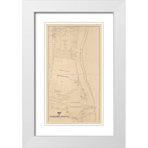 Cameron County Texas -1895 White Modern Wood Framed Art Print with Double Matting by Unknown