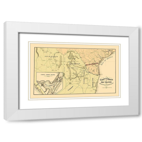 Corpus Christi and Rio Grande Railway 1874 White Modern Wood Framed Art Print with Double Matting by Bien