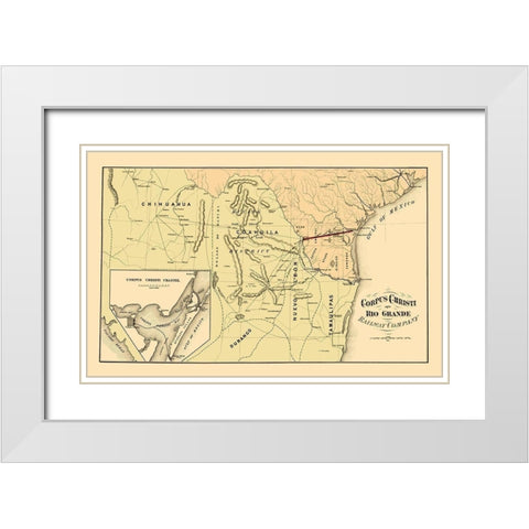 Corpus Christi and Rio Grande Railway 1874 White Modern Wood Framed Art Print with Double Matting by Bien