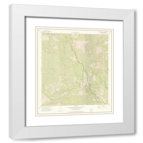 Caiman Creek NE Texas Quad - USGS 1974 White Modern Wood Framed Art Print with Double Matting by USGS