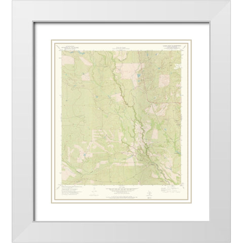 Caiman Creek NE Texas Quad - USGS 1974 White Modern Wood Framed Art Print with Double Matting by USGS