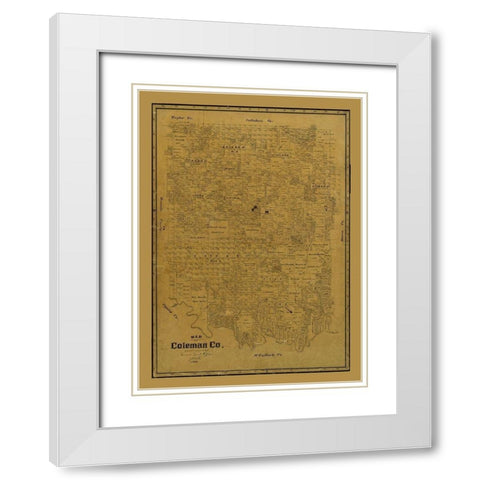 Coleman County Texas - Clark 1895  White Modern Wood Framed Art Print with Double Matting by Clark