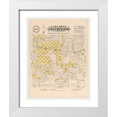 Callahan County Texas - Gast 1870  White Modern Wood Framed Art Print with Double Matting by Gast