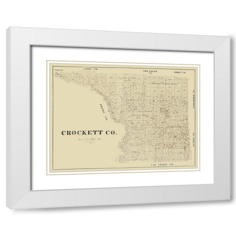 Crockett County Texas -1894 White Modern Wood Framed Art Print with Double Matting by Unknown