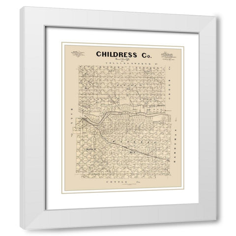 Childress County Texas - McGaughey 1892  White Modern Wood Framed Art Print with Double Matting by McGaughey