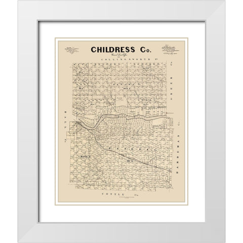 Childress County Texas - McGaughey 1892  White Modern Wood Framed Art Print with Double Matting by McGaughey