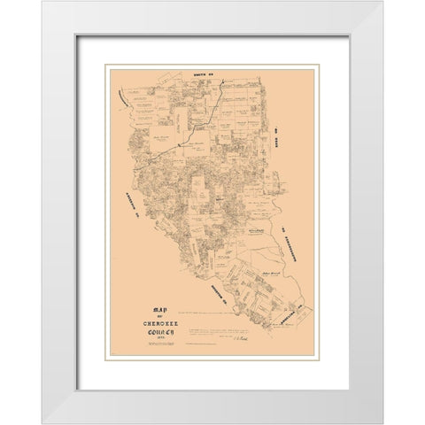 Cherokee County Texas - Walsh 1879  White Modern Wood Framed Art Print with Double Matting by Walsh