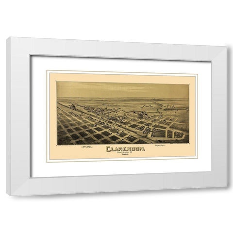 Clarendon Texas - Fowler 1890 White Modern Wood Framed Art Print with Double Matting by Fowler