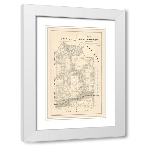 Clay County Texas - Walsh 1880  White Modern Wood Framed Art Print with Double Matting by Walsh