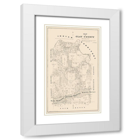 Clay County Texas - Walsh 1880  White Modern Wood Framed Art Print with Double Matting by Walsh