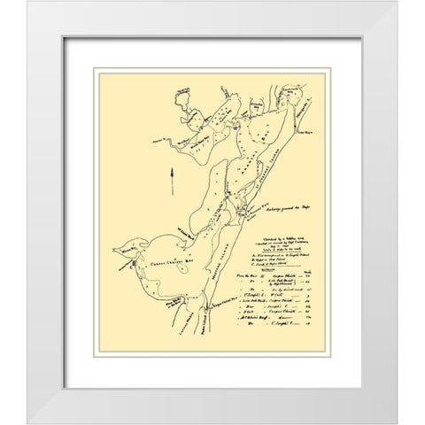 Corpus Christi Waterways - 1845 White Modern Wood Framed Art Print with Double Matting by Unknown