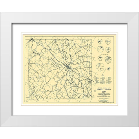 Coryell Texas Highway - Highway Dept 1936 White Modern Wood Framed Art Print with Double Matting by Highway Dept
