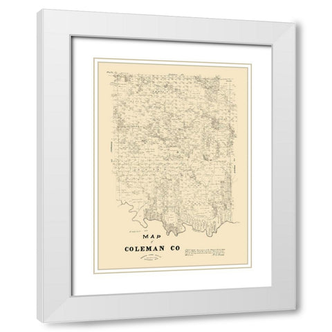 Coleman County Texas - Walsh 1879 White Modern Wood Framed Art Print with Double Matting by Walsh