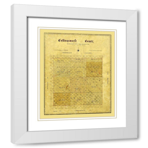 Collingsworth County Texas - 1880 White Modern Wood Framed Art Print with Double Matting by Unknown