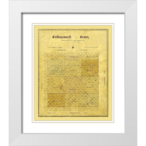 Collingsworth County Texas - 1880 White Modern Wood Framed Art Print with Double Matting by Unknown