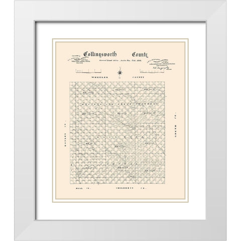 Collingsworth County Texas - 1892 White Modern Wood Framed Art Print with Double Matting by Unknown