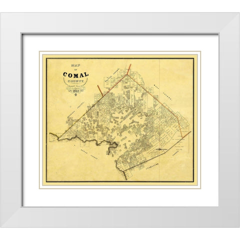 Comal County Texas - Rosenberg 1862 White Modern Wood Framed Art Print with Double Matting by Rosenberg