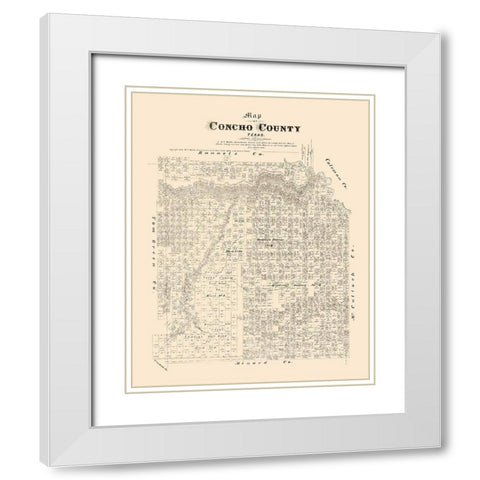 Concho County Texas - Walsh 1879 White Modern Wood Framed Art Print with Double Matting by Walsh