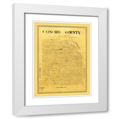 Concho County Texas - Groos 1895 White Modern Wood Framed Art Print with Double Matting by Groos