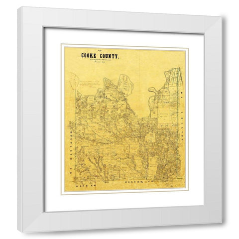 Cooke County Texas - 1868 White Modern Wood Framed Art Print with Double Matting by Unknown