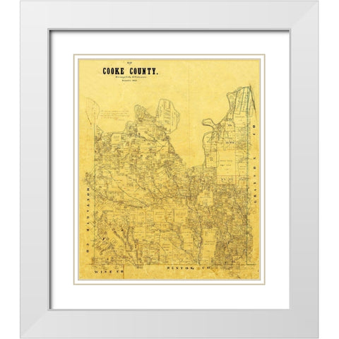 Cooke County Texas - 1868 White Modern Wood Framed Art Print with Double Matting by Unknown