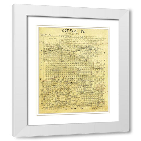 Cottle County Texas - 1883 White Modern Wood Framed Art Print with Double Matting by Unknown