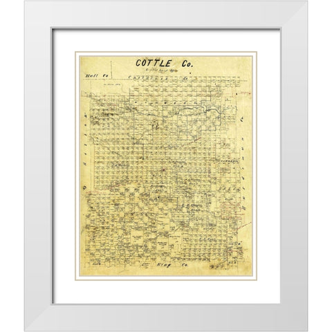 Cottle County Texas - 1883 White Modern Wood Framed Art Print with Double Matting by Unknown