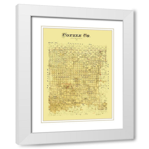 Cottle County Texas - 1890 White Modern Wood Framed Art Print with Double Matting by Unknown