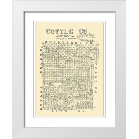 Cottle County Texas - McGaughey 1891 White Modern Wood Framed Art Print with Double Matting by McGaughey